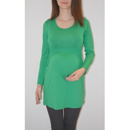 Туника за бременни в зелено с еластичен набор под бюста